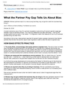 Cover of National Law Journal article about law partner pay gap
